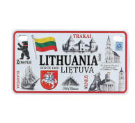 Magnetas Lietuva su miestų simboliais numerio ženklo formos Magnetas Lietuva su miestų simboliais numerio ženklo formos